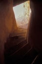 Old winding stone stairs in Tunisia Fortress