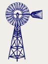 Old windmill. Doodle style Royalty Free Stock Photo