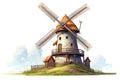 Old windmill farm, illustration generated by AI Royalty Free Stock Photo