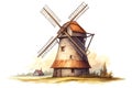 Old windmill farm, illustration generated by AI Royalty Free Stock Photo