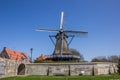 Old windmill in the historical city of Sloten Royalty Free Stock Photo