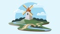 Old windmill near river natural emblem