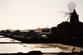 Old windmill in the salt pans in Marsala, Sicily