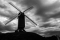 Old windmill silhouette in Bruges, Belgium