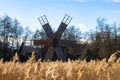 Traditional windmills at Astra Museum, Sibiu, Romania Royalty Free Stock Photo