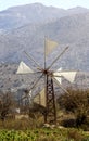 Old windmills Lassithi area, island Crete, Greece Royalty Free Stock Photo