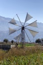 Old windmills Lassithi area, island Crete, Greece Royalty Free Stock Photo