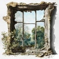 Old Window In An Abandoned House Royalty Free Stock Photo