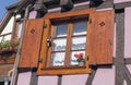 old window closeup in alsace village