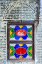 Colorful glass window of Lou Kau Mansion built with Portuguese decoration and Chinese architecture style Royalty Free Stock Photo