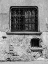 Old window on a decaying wall in Warsaw Royalty Free Stock Photo