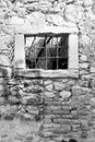 Old window grille of a ruined castle Royalty Free Stock Photo