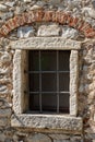 Old Window with Iron Grating - Tuscany Italy Royalty Free Stock Photo