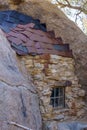 Old window and roof shingles at Eagle Cliff Mine cabin at Joshua Tree National Park, California Royalty Free Stock Photo