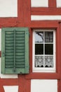 Old window in rural switzerland in winter