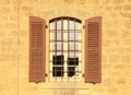 Old window in stone wall, Jaffa, Tel Aviv, Israel. Royalty Free Stock Photo