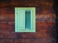 Old window on the traditional Serbian tree house, Mokra Gora, Drvengrad