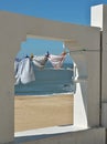 Atlantic view through an old wall, Nazare, Centro - Portugal Royalty Free Stock Photo