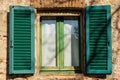 Old Window with Wooden Shutters - Tuscany Italy Royalty Free Stock Photo