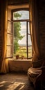 Rustic Charm: A Poetic Landscape Through A Window In Tuscany