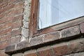 Old windows Brick wall of a historic building Royalty Free Stock Photo