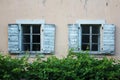 Old windows in Budva, Montenegro Royalty Free Stock Photo