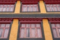 Old windows of Building of Thiksey Monastery Tibet Buddhism of Leh Ladakh