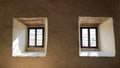 Old windows in the castle, view from the inside Poland Royalty Free Stock Photo