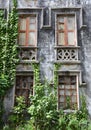 Old windows of house Royalty Free Stock Photo