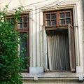 Old windows of old house in Bucharest