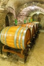 Old Wine barrels in a wine cellar Royalty Free Stock Photo