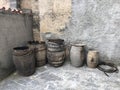 Old wine barrels in the streets