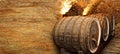 Old wine barrels,wine cellar. Royalty Free Stock Photo