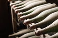 Old wine bottles in the old dark cellar Royalty Free Stock Photo