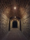 Old wine cellar tunnel at the Hincesti winery underground of the Manuc Bei mansion in Moldova. Traditional moldavian rural Royalty Free Stock Photo