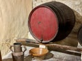 An old wine cellar in a typical Spanish country house. Royalty Free Stock Photo