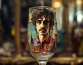 Old wine glass with the image of Jesus Christ in the background