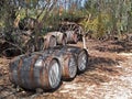 Old Winery Barrels with Wagon Royalty Free Stock Photo