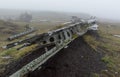 An old wing in amongst the B-29 Superfortress Crash wreckage in the peak district