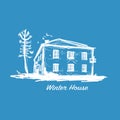 Old winter house, sketch for your design Royalty Free Stock Photo