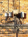 Old Wiring Harness On A Red Brick Wall