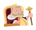 Old wise king sitting royal illustration cartoon character Royalty Free Stock Photo