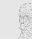 Old and wise man face draw