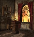 Mysterious alchemist room with a potion Royalty Free Stock Photo