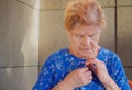 Old woman with apraxia. dependence and loneliness problem Royalty Free Stock Photo