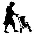 An old woman and baby, body black color silhouette vector