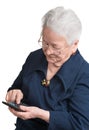 Old woman with calculator Royalty Free Stock Photo
