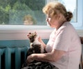 The old woman caress cat Royalty Free Stock Photo