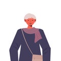 Old woman in casual trendy clothes senior female cartoon character gray haired grandmother portrait