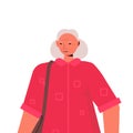 Old woman in casual trendy clothes senior female cartoon character gray haired grandmother portrait